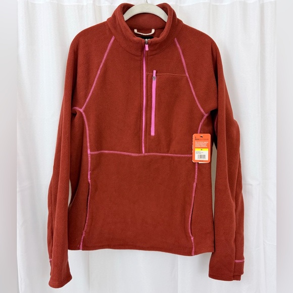 Bass Outdoor Half Zip Pull Over Fleece with Thumbholes Burnt Henna Medium NWT - Picture 2 of 9